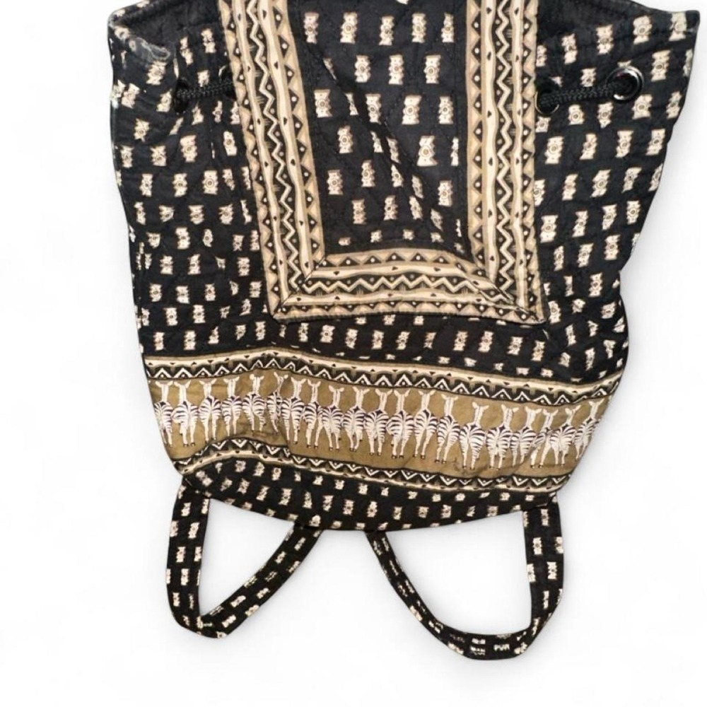 Vera Bradley "Mimi" backpack featuring a retired black and‎ beige zebra pattern.